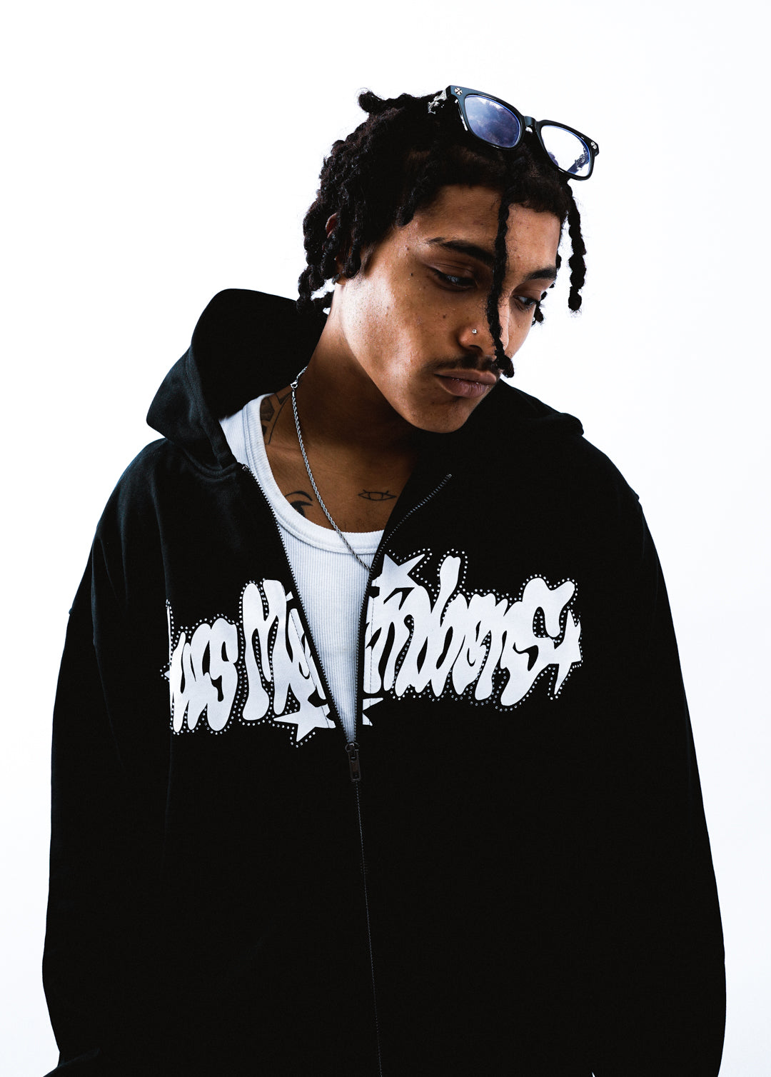 rhinestones zip hoodie