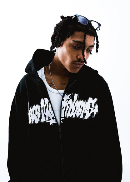 rhinestones zip hoodie