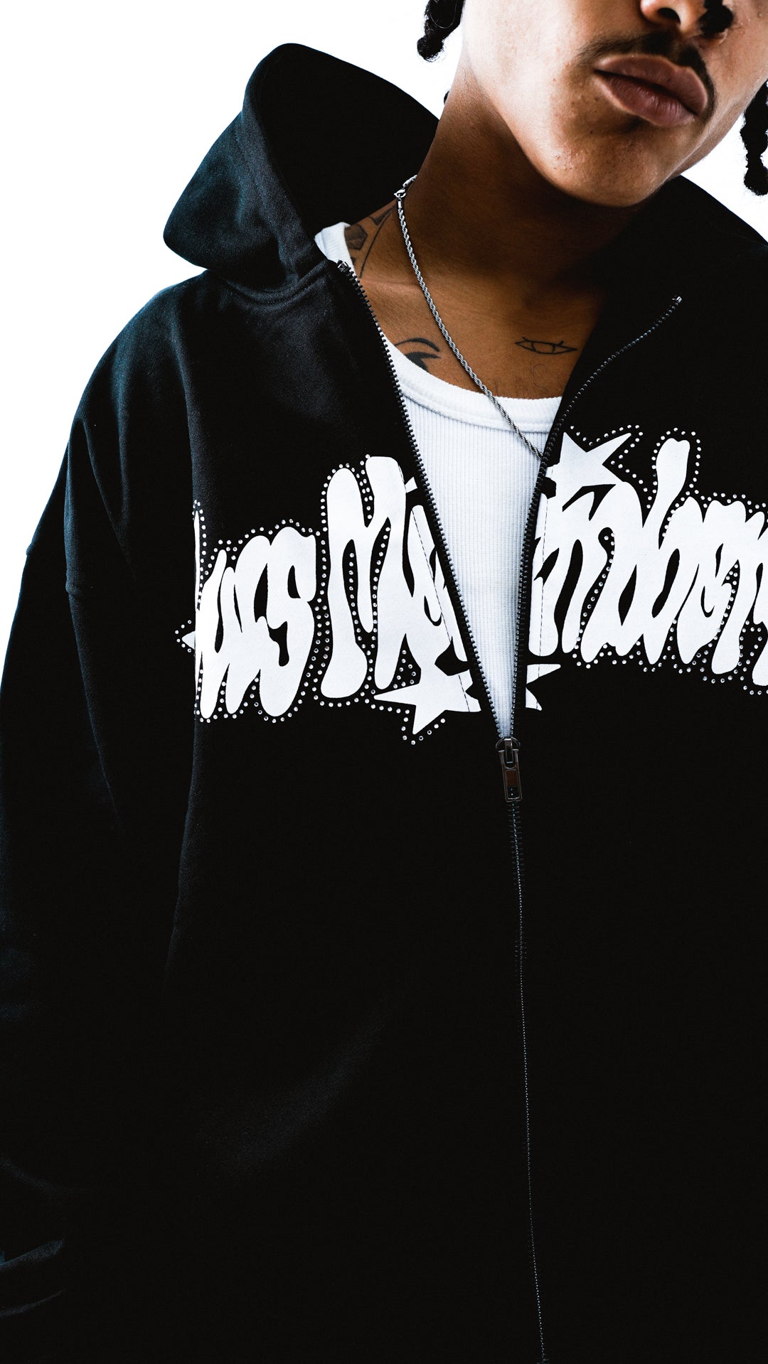 rhinestones zip hoodie